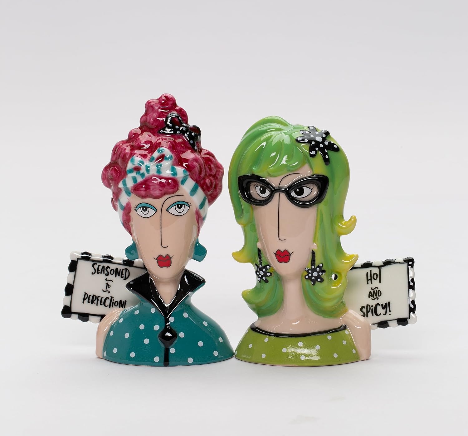 Cosmos Gifts Fine Porcelain Dollymama's Lady Perfection-Spicy Salt & Pepper Shaker Set 4-7/8" H