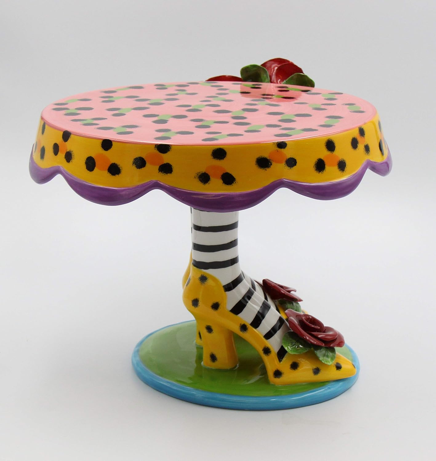 Appletree 10-Inch Sugar High Social Ceramic High Heel Cake Stand Pink