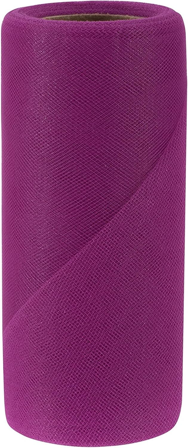 Party Favors Plus Fuchsia Stretchy Elastic Tulle Fabric Roll 6in X 50yd