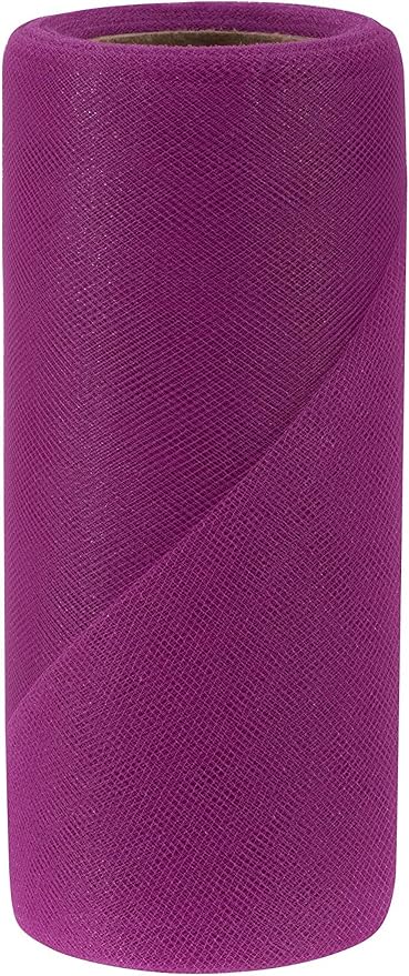 Party Favors Plus Fuchsia Stretchy Elastic Tulle Fabric Roll 6in X 50yd