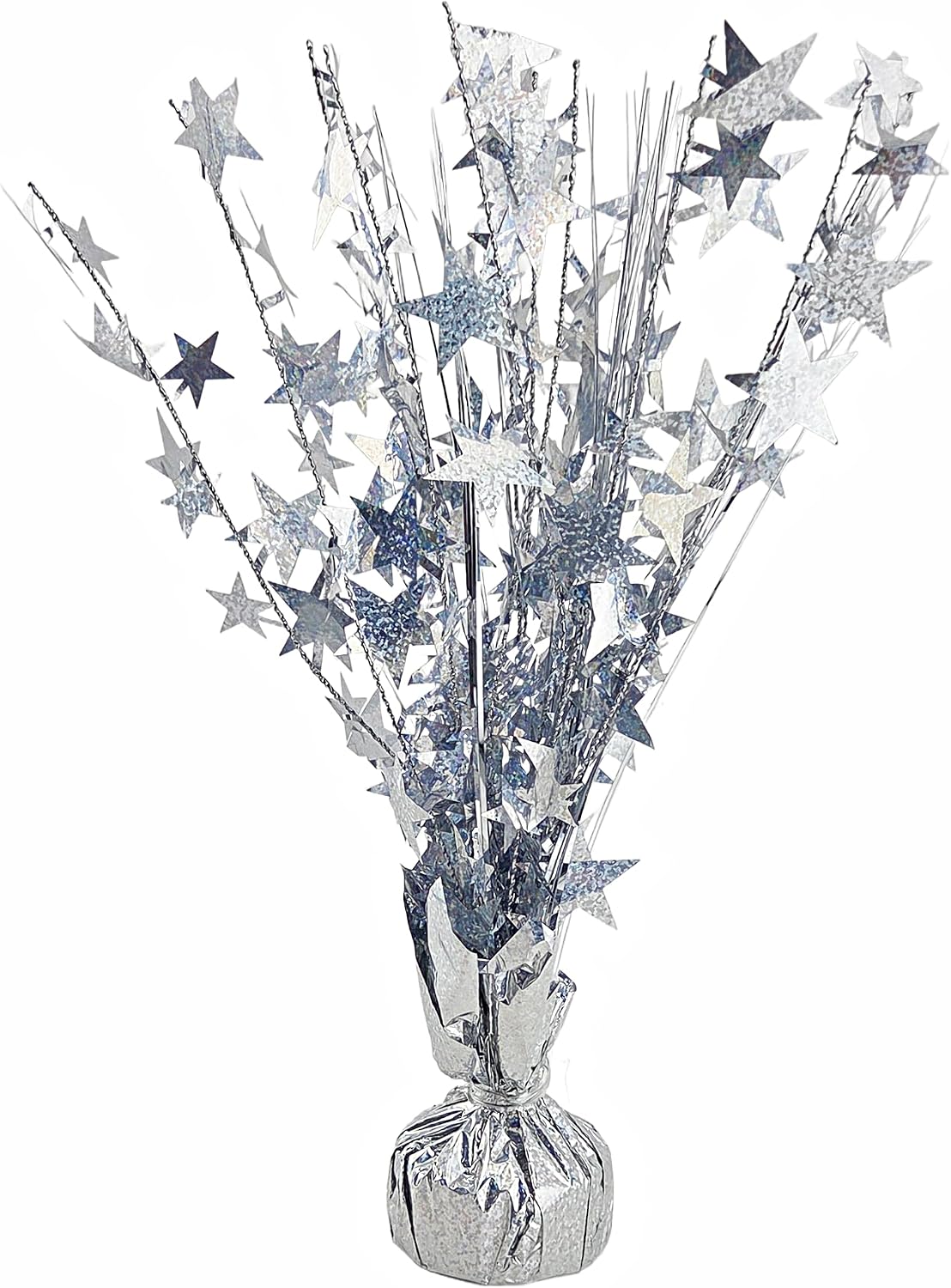 Mosaic Silver Stars Weighted Centerpieces, 2 Pieces