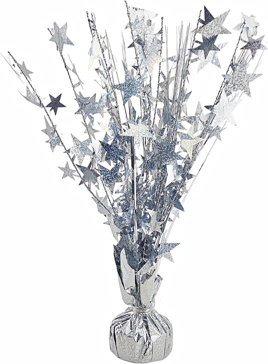 Mosaic Silver Stars Weighted Centerpieces, 2 Pieces