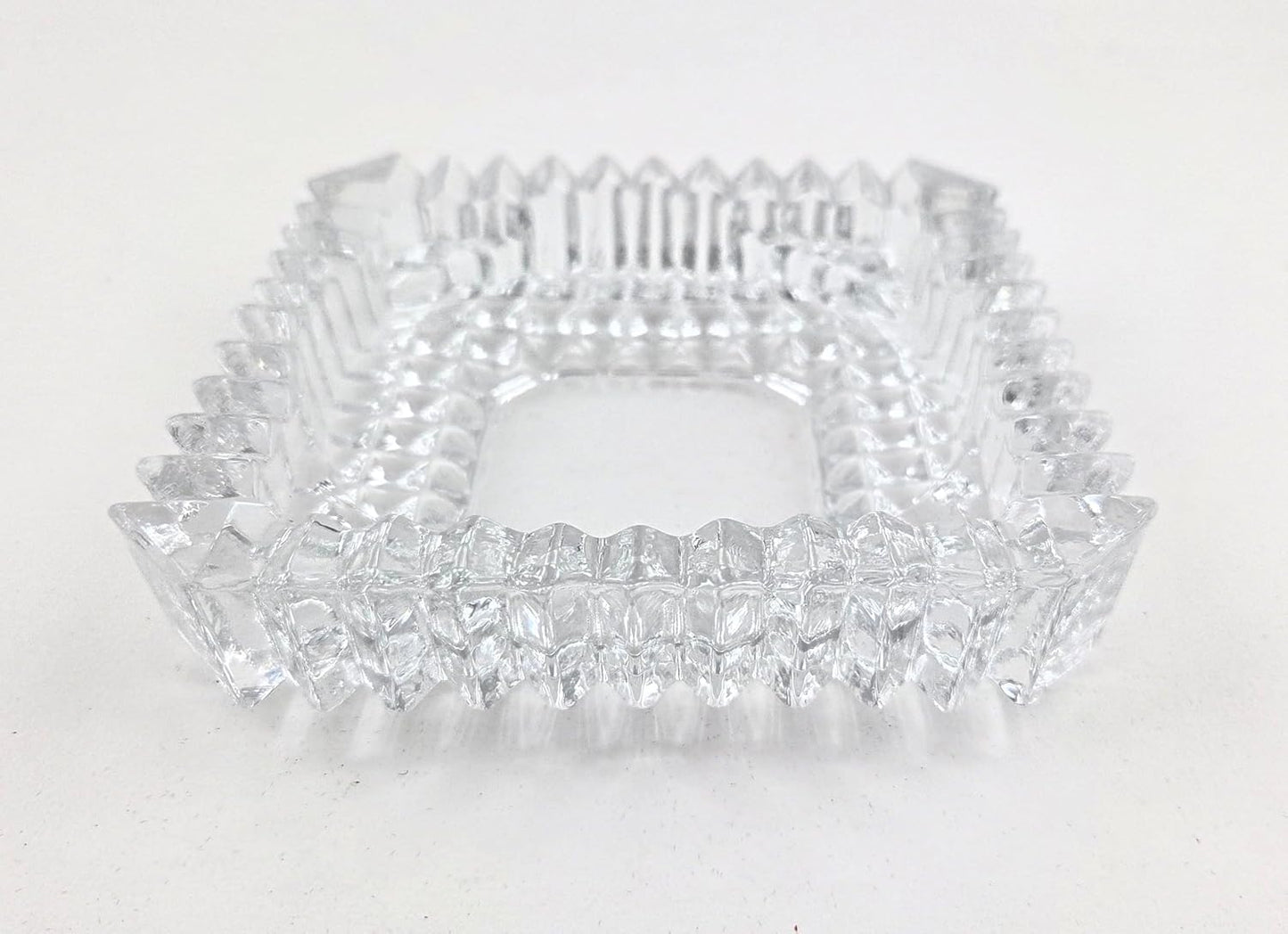 Party Favors Plus Clear Cut Glass Candy Dish Square Diamond Point 5x5 Inch