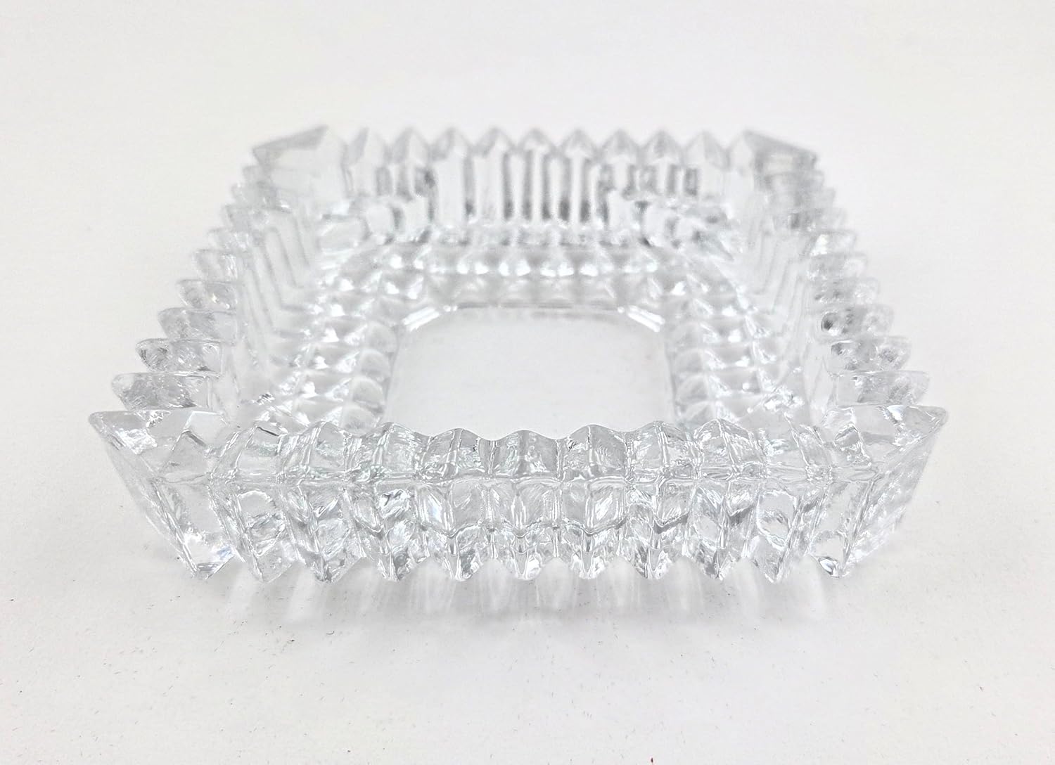 Party Favors Plus Clear Cut Glass Candy Dish Square Diamond Point 5x5 Inch
