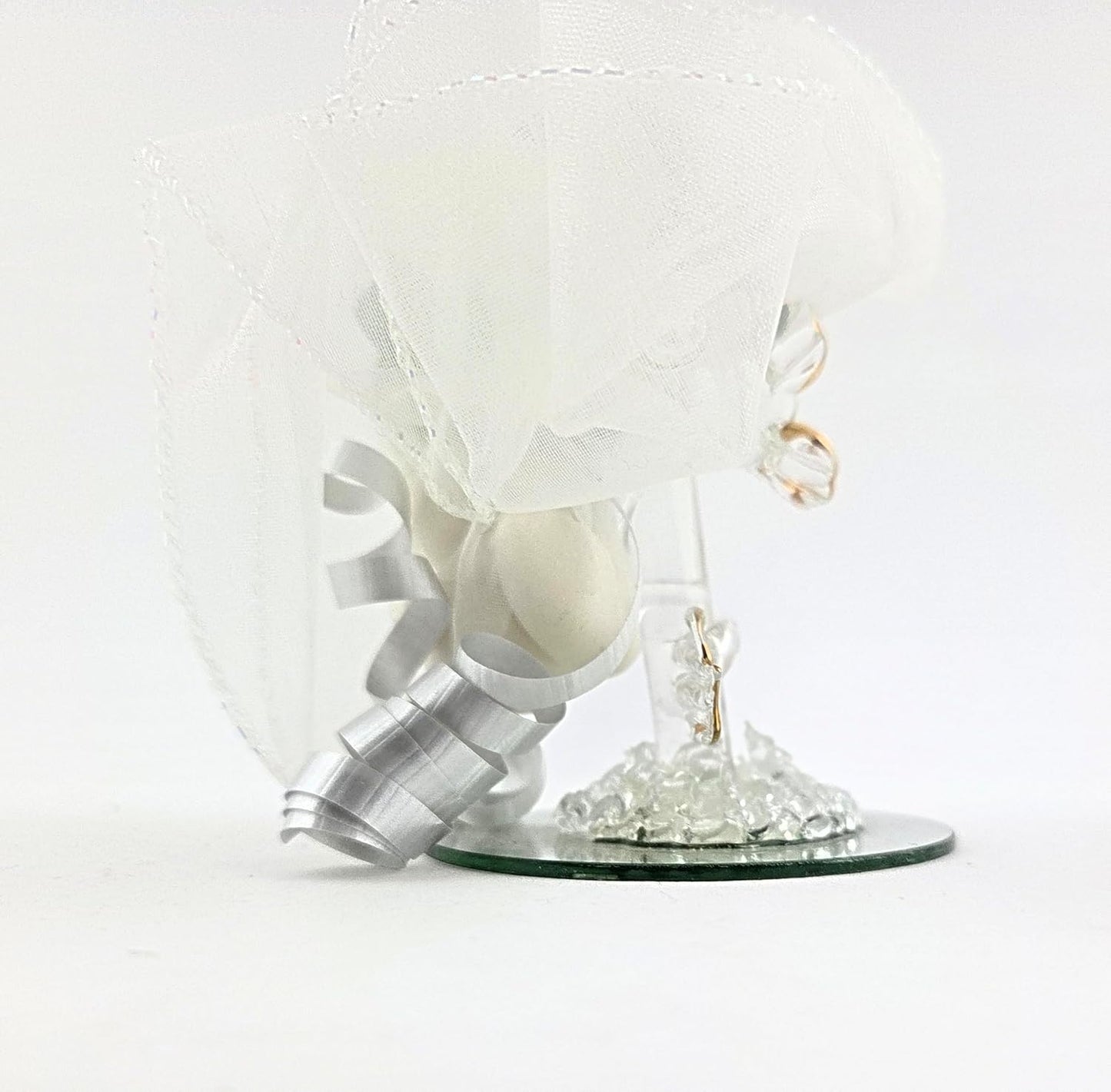 Party Favors Plus Crystal Cross Figurine Favor Tulle Ribbon Mirrored Base 2.5 Inch
