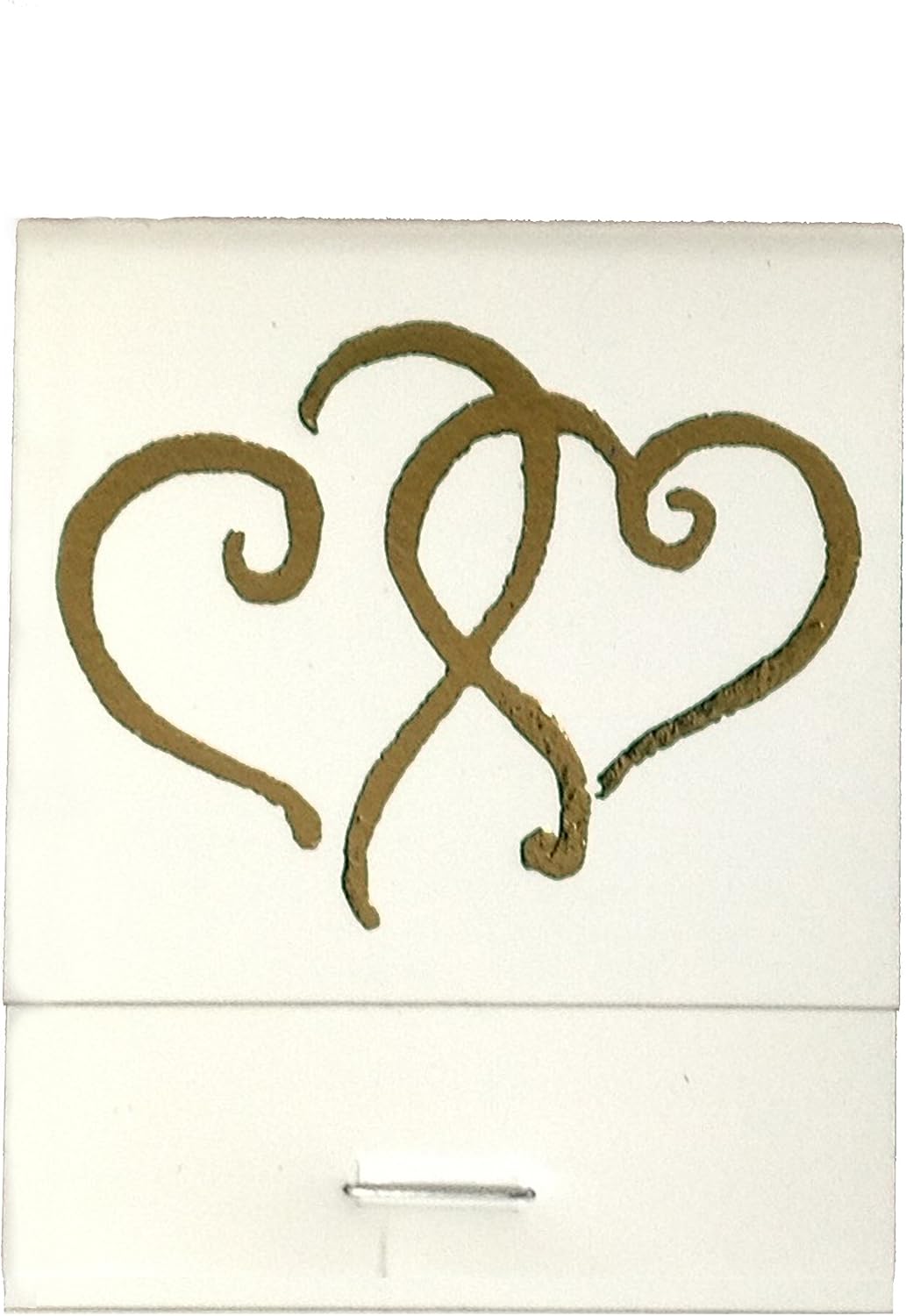 Party Favors Plus White Matches Printed Hearts in Metallic Gold Matchbooks 50 Count