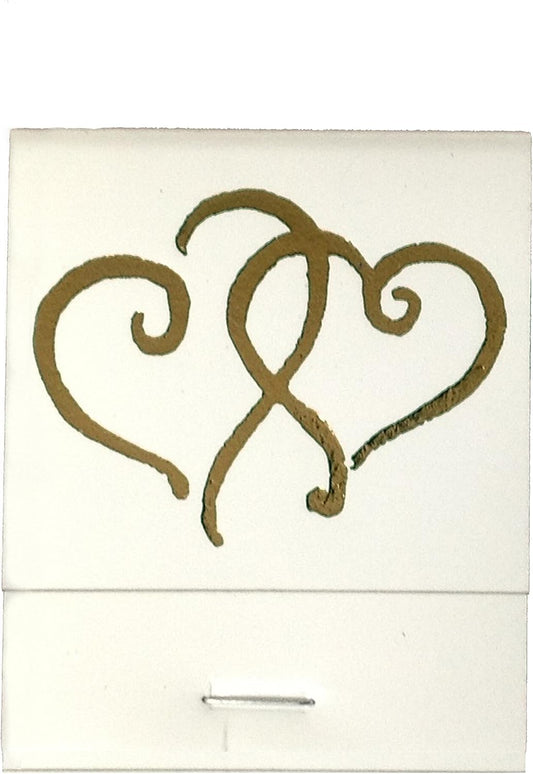 Party Favors Plus White Matches Printed Hearts in Metallic Gold Matchbooks 50 Count
