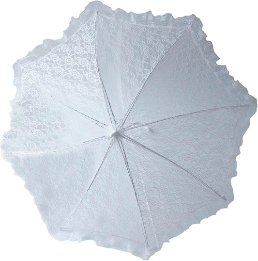 Party Favors Plus White Lace Umbrella Parasol 32 Inches