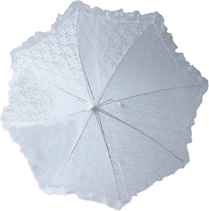 Party Favors Plus White Lace Umbrella Parasol 32 Inches