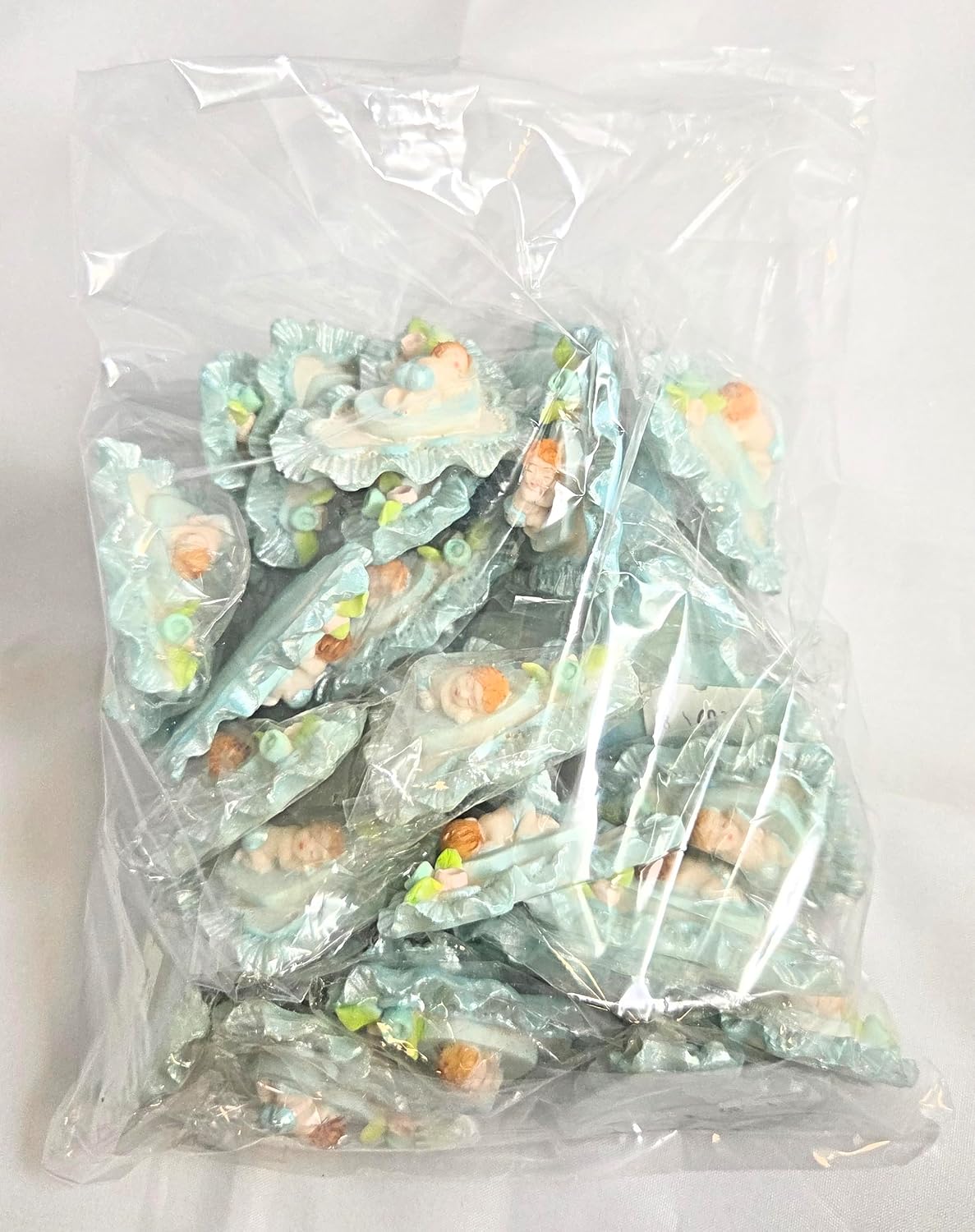 Party Favors Plus Cold Porcelain Sleeping Baby Capia Favors Blue Heart 10 Count