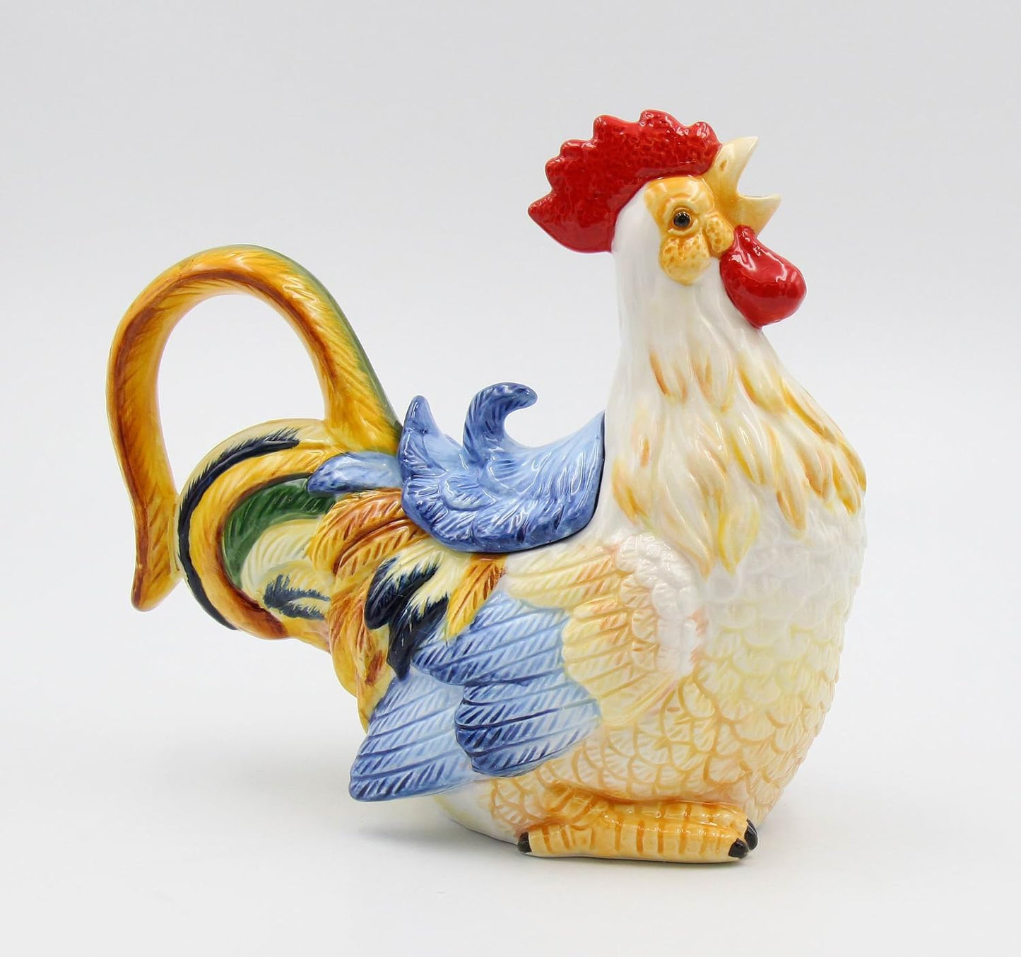 Cosmos Gifts Fine Ceramic Hand Painted Rooster Teapot 8-1/2" L