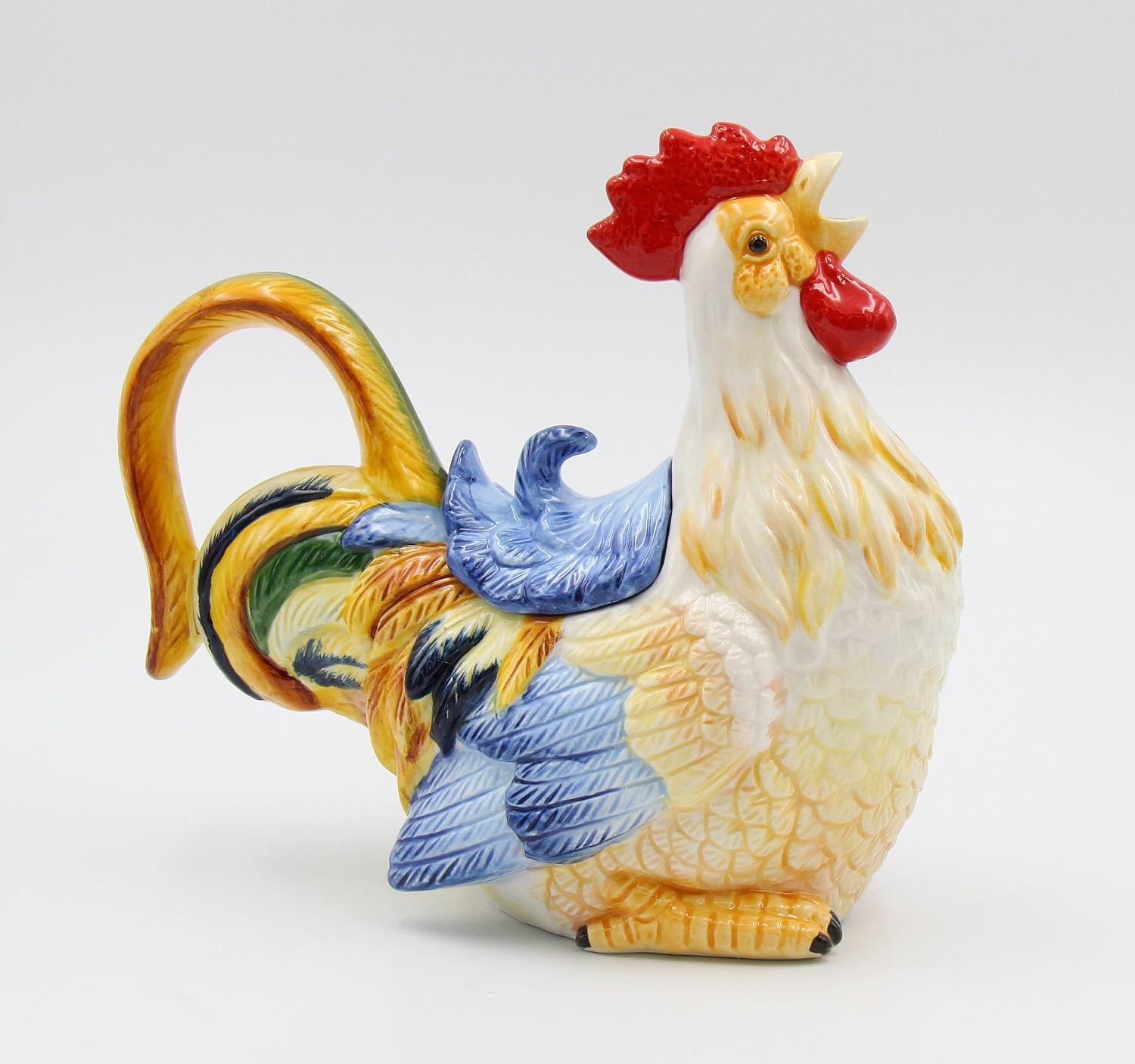 Cosmos Gifts Fine Ceramic Hand Painted Rooster Teapot 8-1/2" L