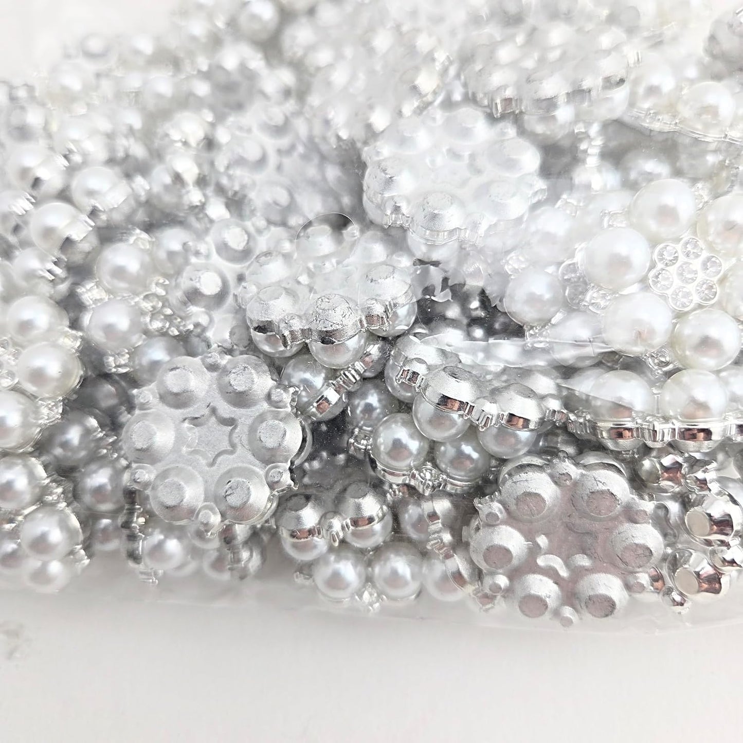 Party Favors Plus Silver Tone Flower Brooch Pin with Faux Pearls and Rhinestones 1 In 25 Pack