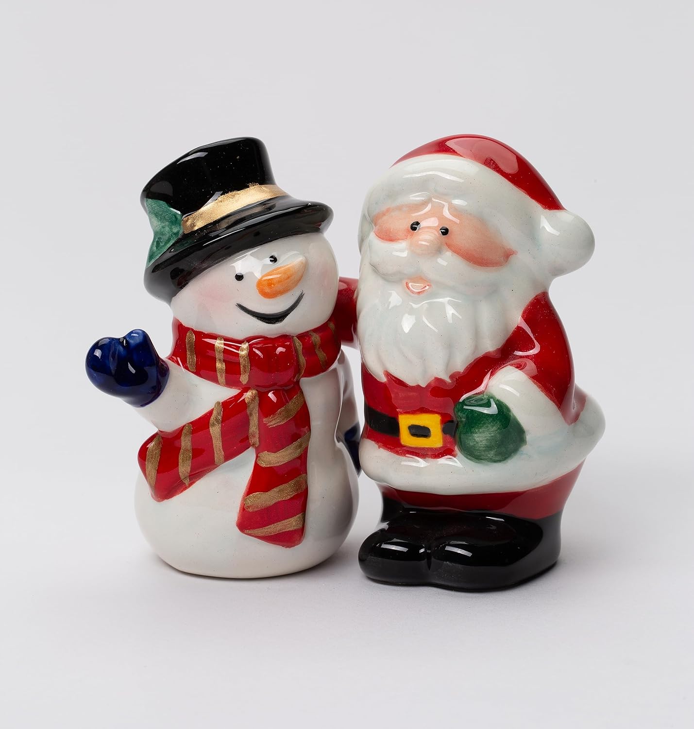 Cosmos Gifts Fine Ceramic Santa Claus & Snowman Best Friends Salt & Pepper Shakers Set 3-1/2" H
