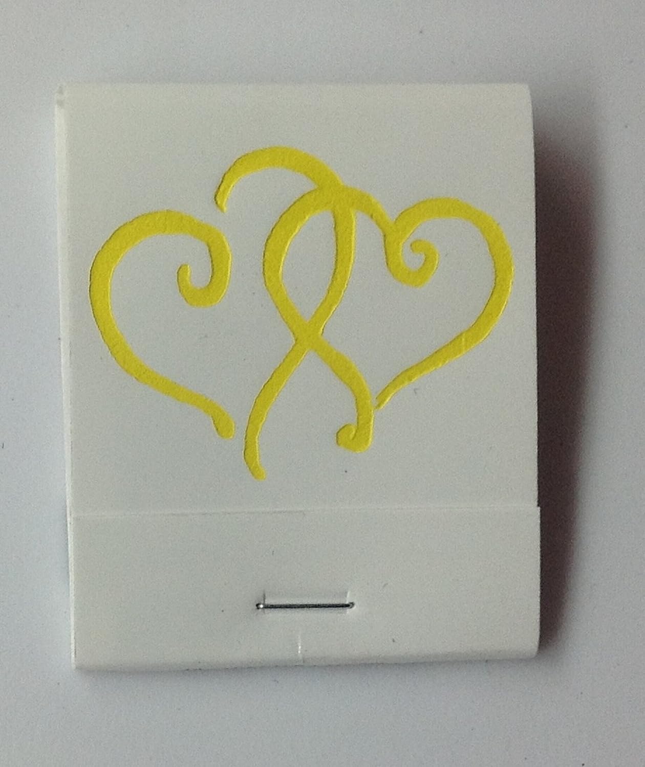 Party Favors Plus White Matchbooks Printed Hearts Yellow 50 Count