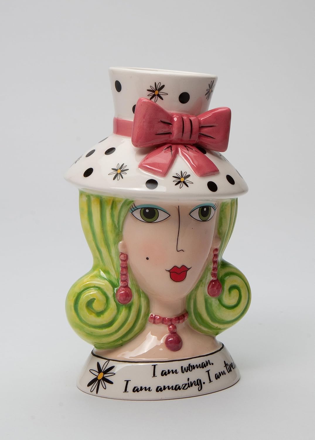 Cosmos Gifts Fine Ceramic I Am Woman I Am Amazing I Am Tired Lady Makeup Brush Holder Vase 6-1/4" H 62610