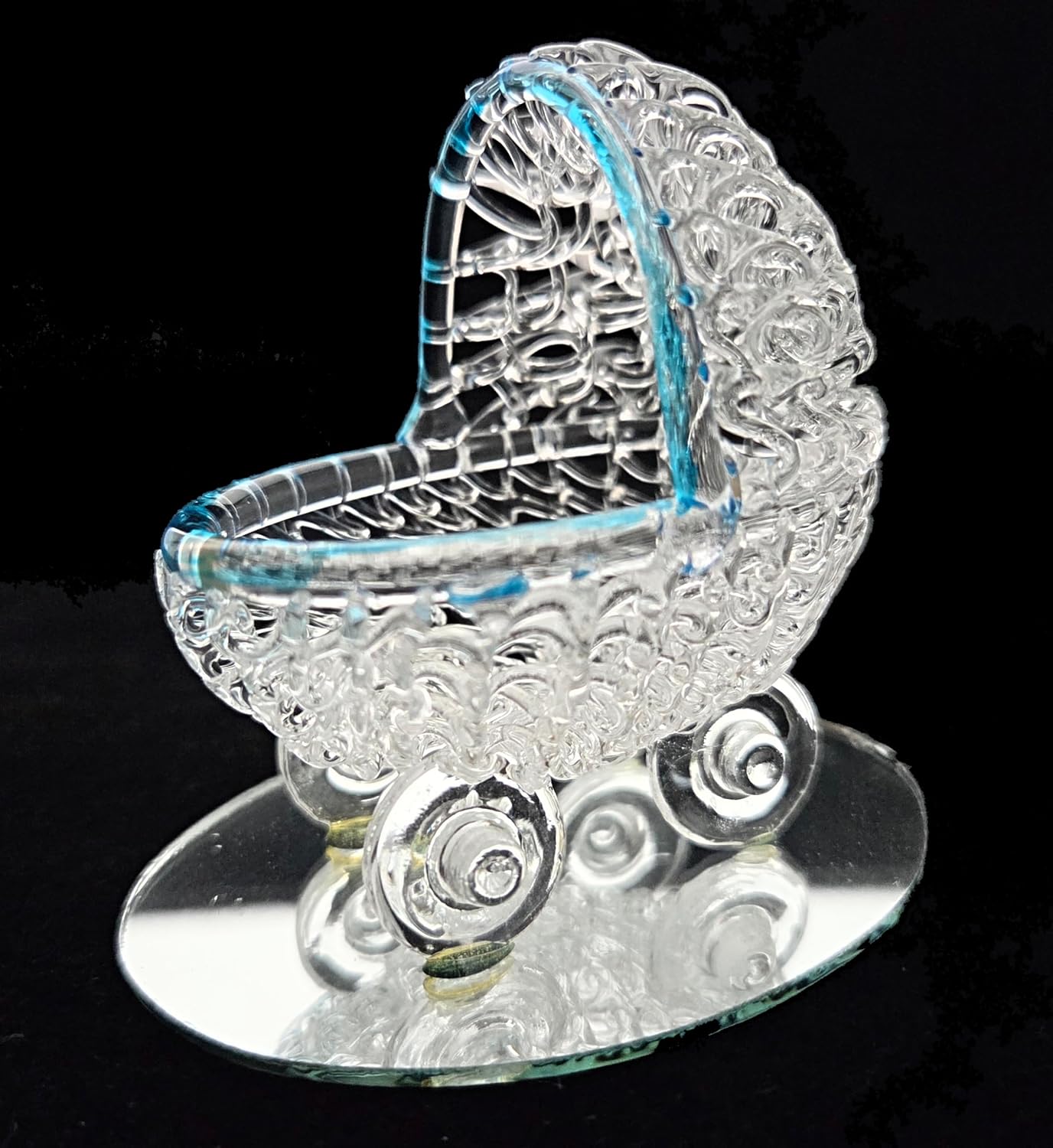 Party Favors Plus Clear Polyresin Crystal Baby Bassinet Figurine 3 Inch Set of 2