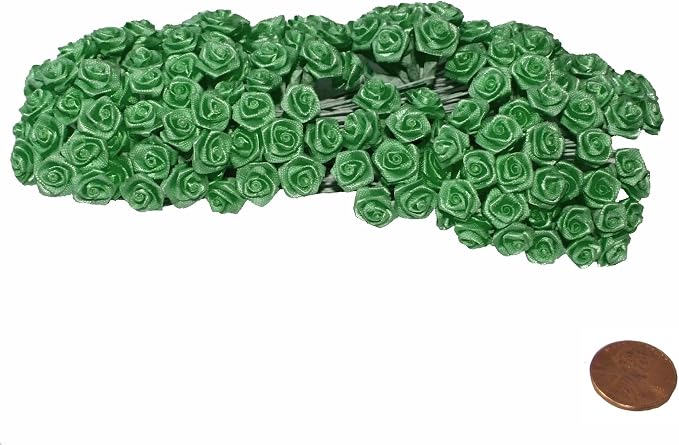 Party Favors Plus Green Silk Mini Wrap Rose Wedding Flower Pick 144 Count