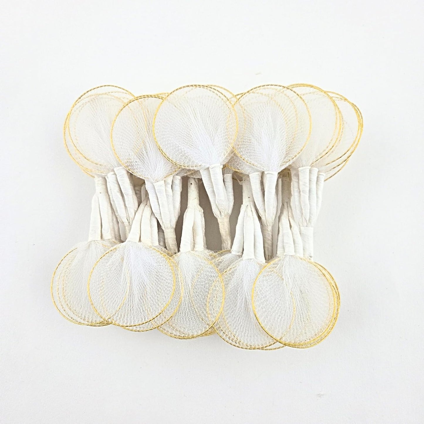Party Favors Plus White Nylon Leaves Gold Trim Almond Flowers 100 Count
