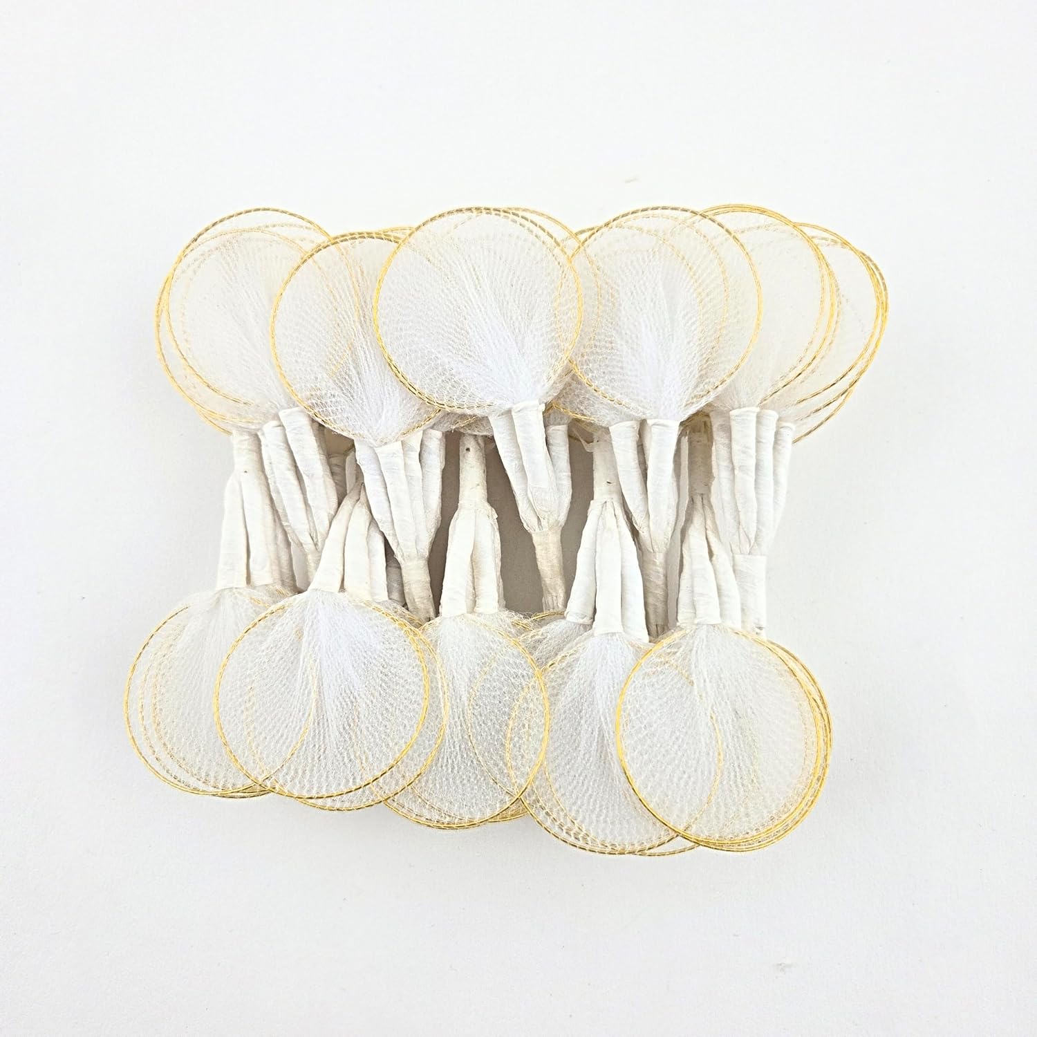 Party Favors Plus White Nylon Leaves Gold Trim Almond Flowers 100 Count