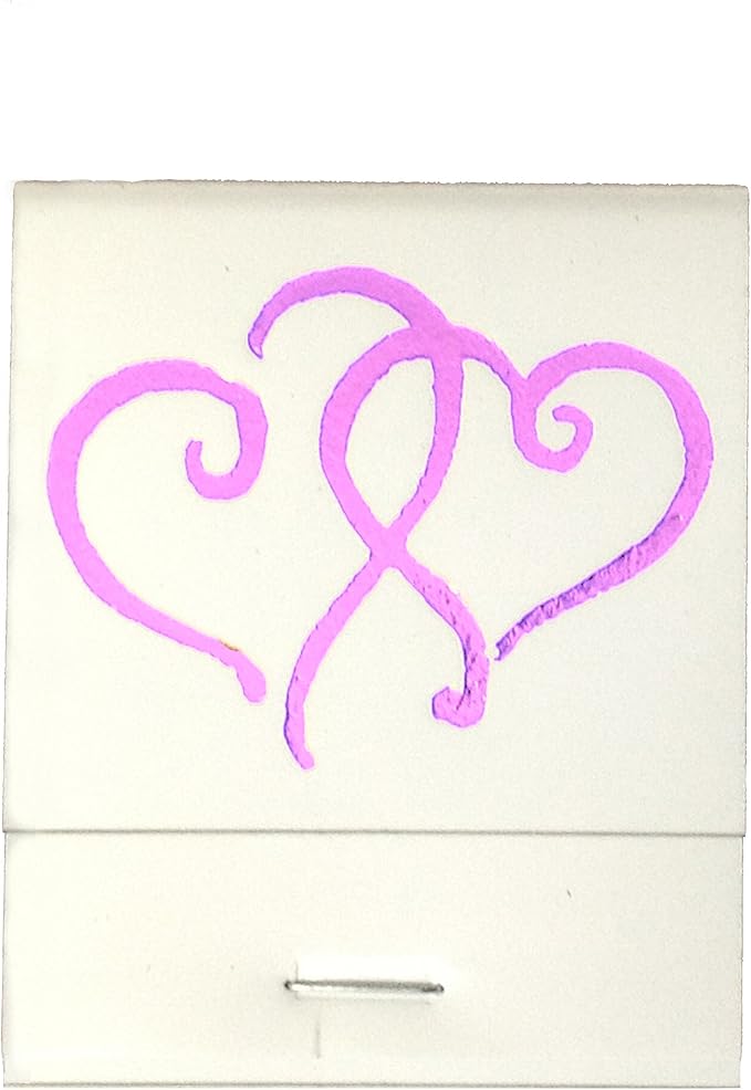 Party Favors Plus White Matchbooks Printed Hearts Pink 50 Count