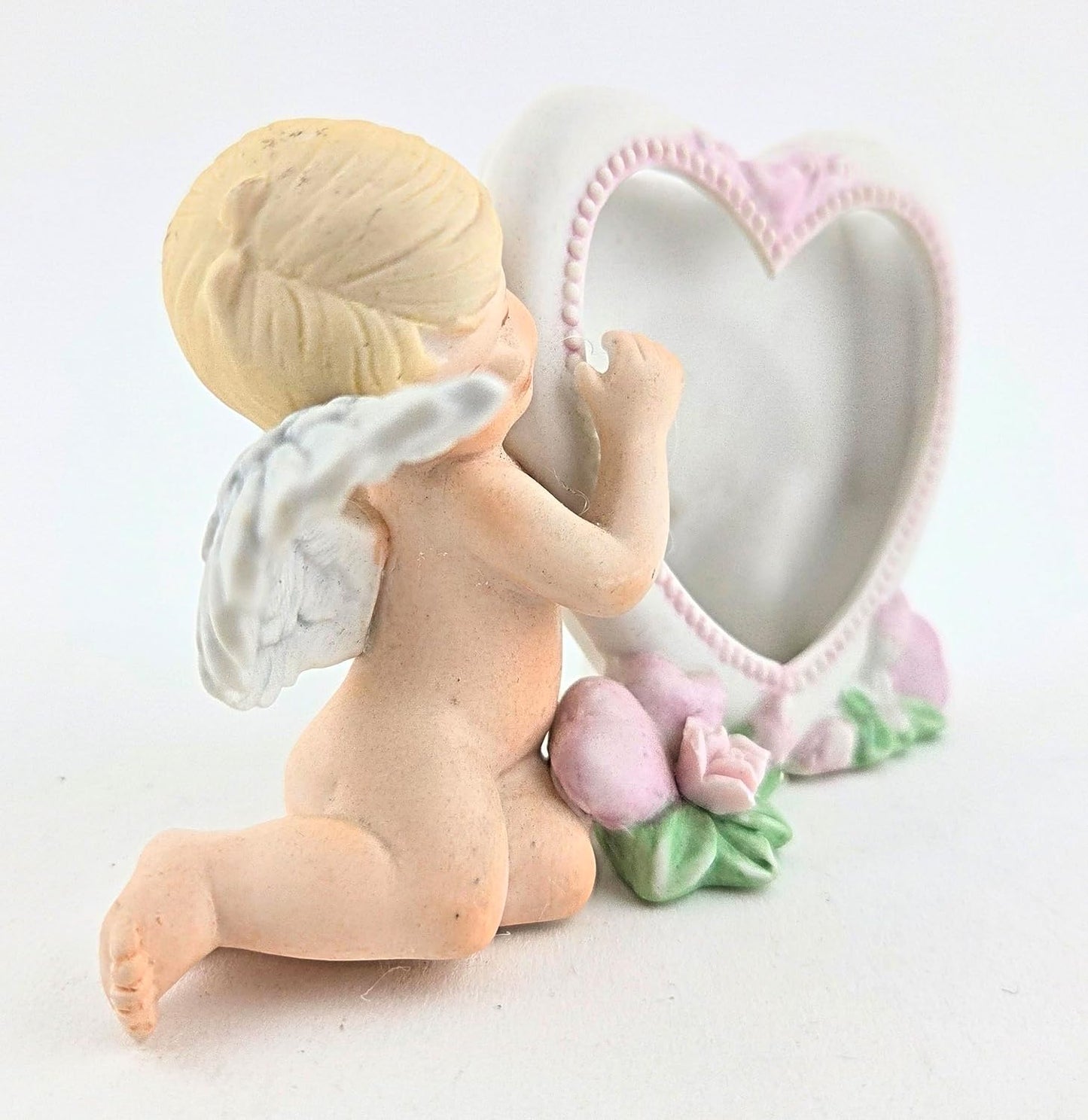 Party Favors Plus Ceramic Angel Photo Frame Heart Pink Floral 3.5 Inch