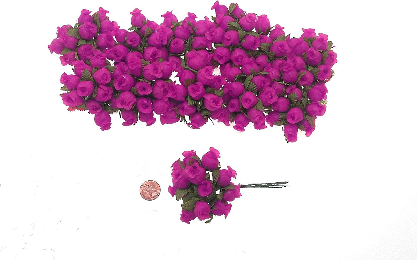 144 Miniature Poly Rose Silk Favor Flower Pick Wedding Shower - Fuchsia