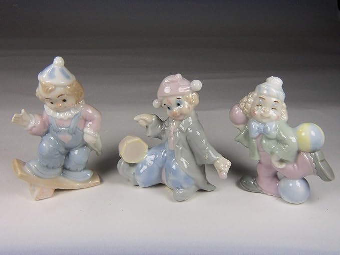 Cosmos Gifts Fine Porcelain Children Performing Clown Acts Set of 3 Figurines 3" H