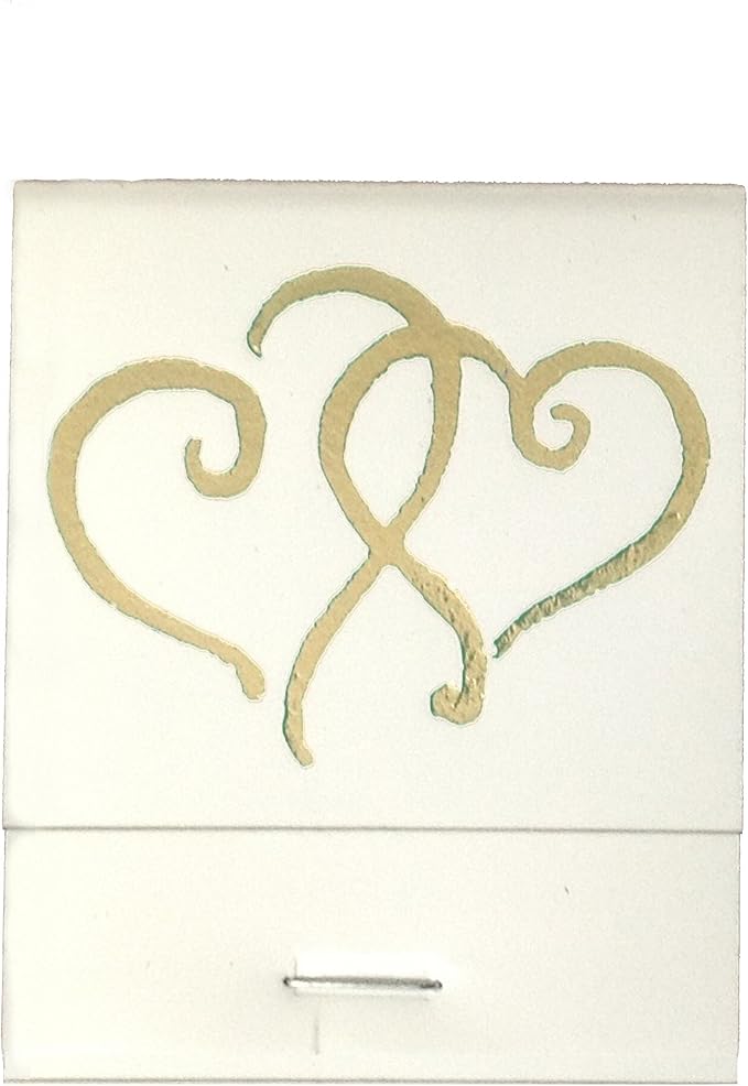 Party Favors Plus White Matchbooks Printed Hearts Ivory 50 Count