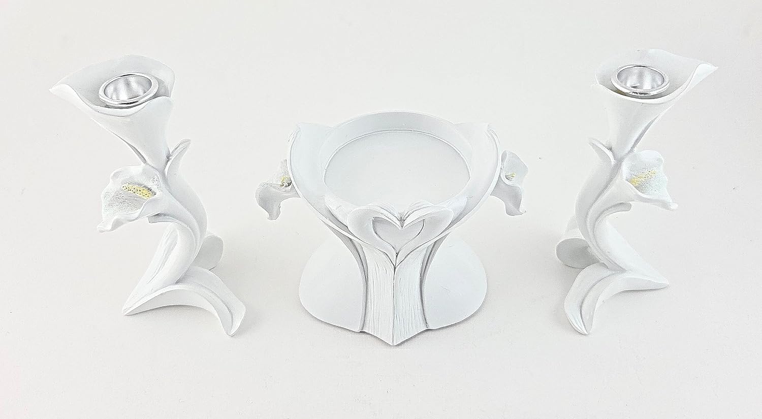 Party Favors Plus White Polyresin Lily Candle Holder Set of 3