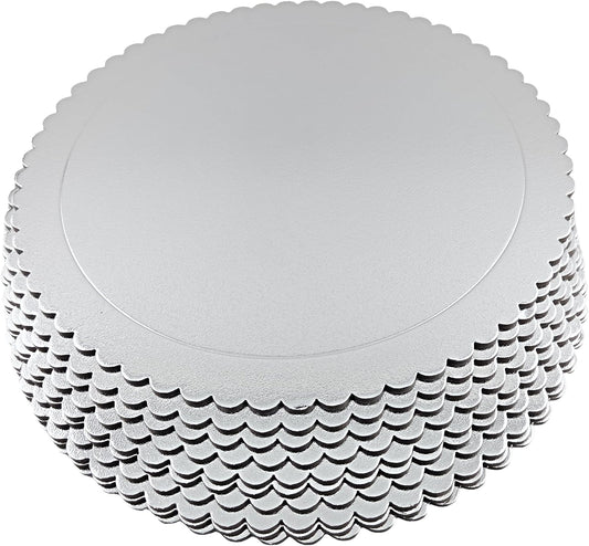 Party Favors Plus Silver Round Cake Boards Scalloped Edge Heavy Duty 16 Inch 5 Count