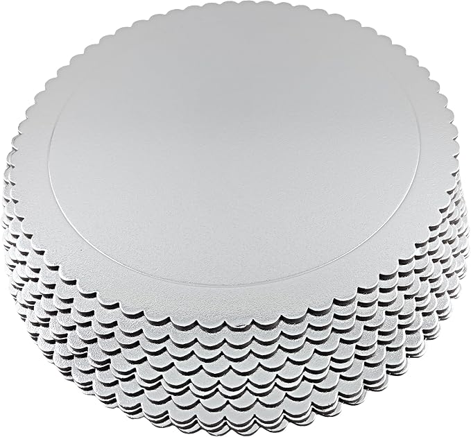 Party Favors Plus Silver Round Cake Boards Scalloped Edge Heavy Duty 16 Inch 5 Count