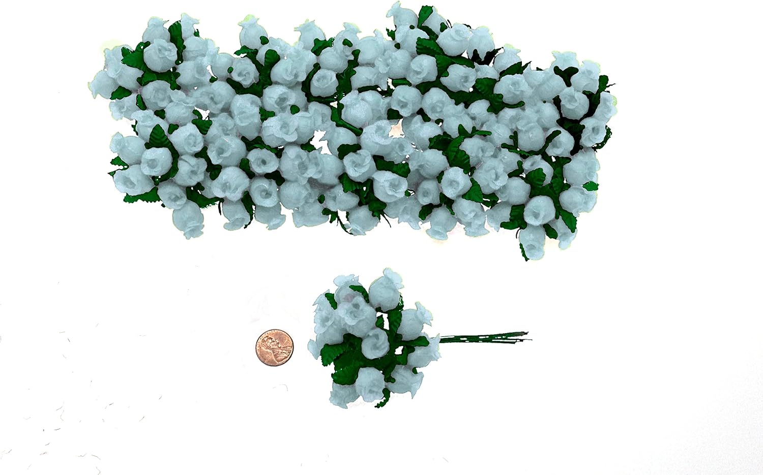 144 Miniature Poly Rose Silk Favor Flower Pick Wedding Shower - Light Blue