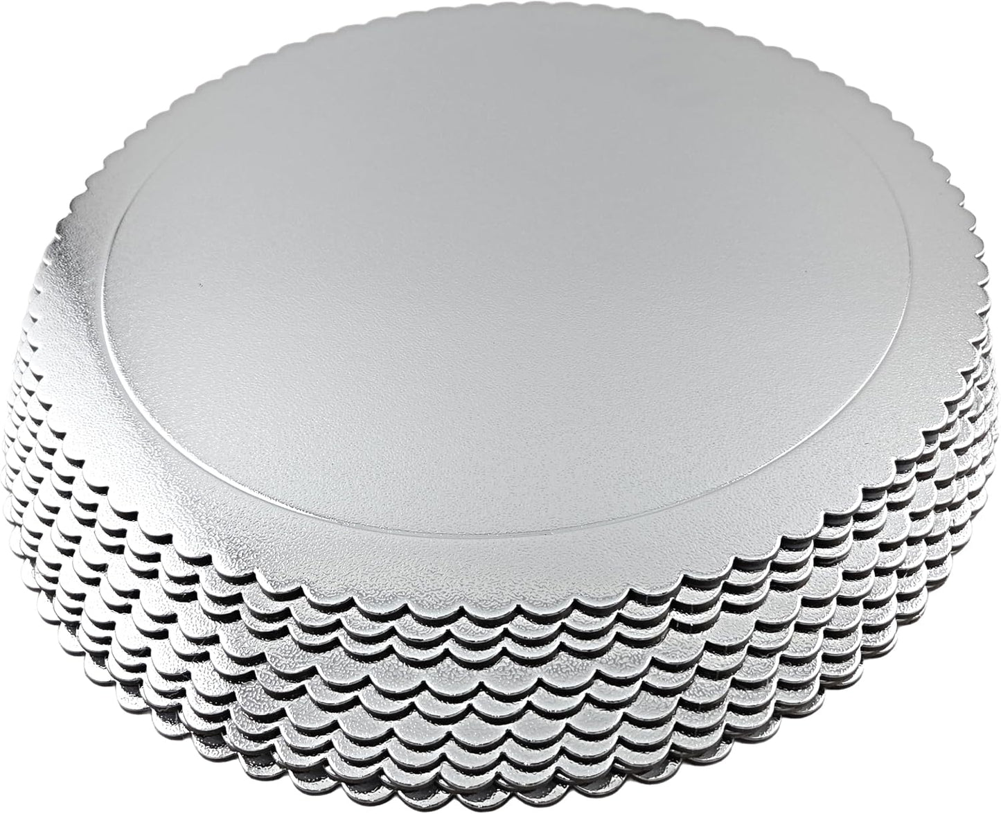 Party Favors Plus Silver Round Cake Boards Scalloped Edge Heavy Duty 16 Inch 5 Count