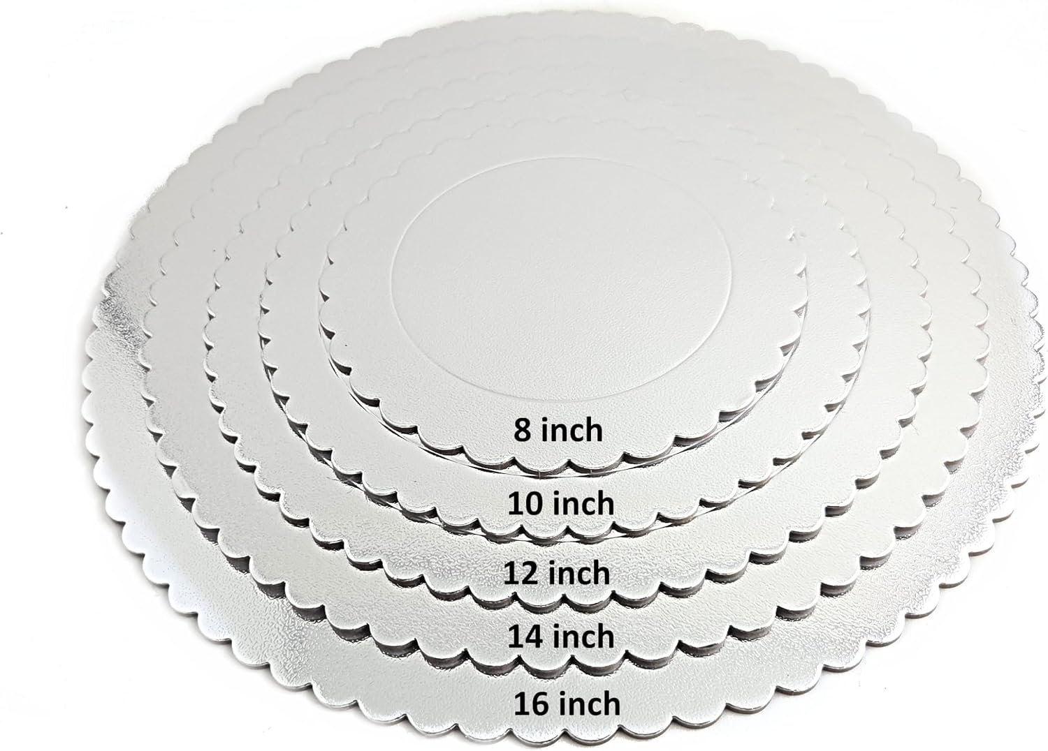 Party Favors Plus Silver Round Cake Boards Scalloped 16 Inch 10 Count