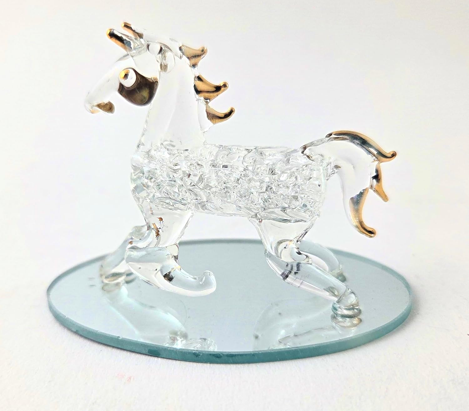 Party Favors Plus Gold Plated Glass Horse Figurine Clear 2.5 Inch