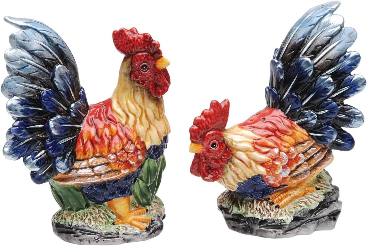 Appletree Design Ceramic Barn Yard Rooster Salt & Pepper Shaker Set 4-1/2" H