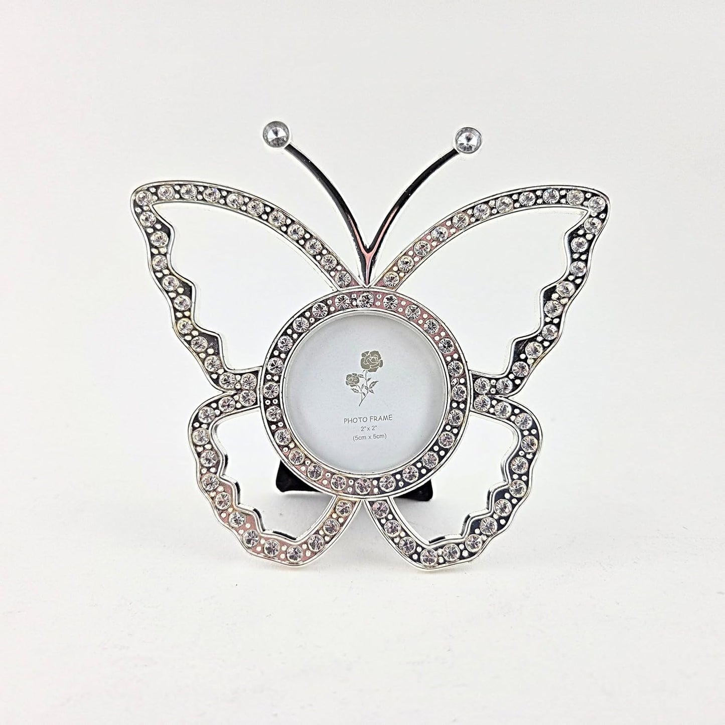 Party Favors Plus Butterfly Photo Frame Silver Metal 2x2 Inch