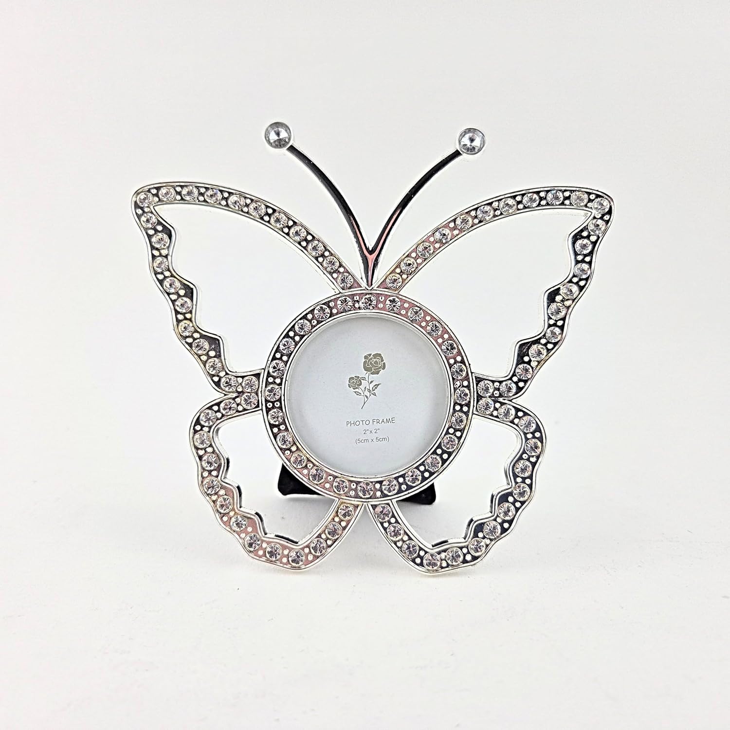 Party Favors Plus Butterfly Photo Frame Silver Metal 2x2 Inch