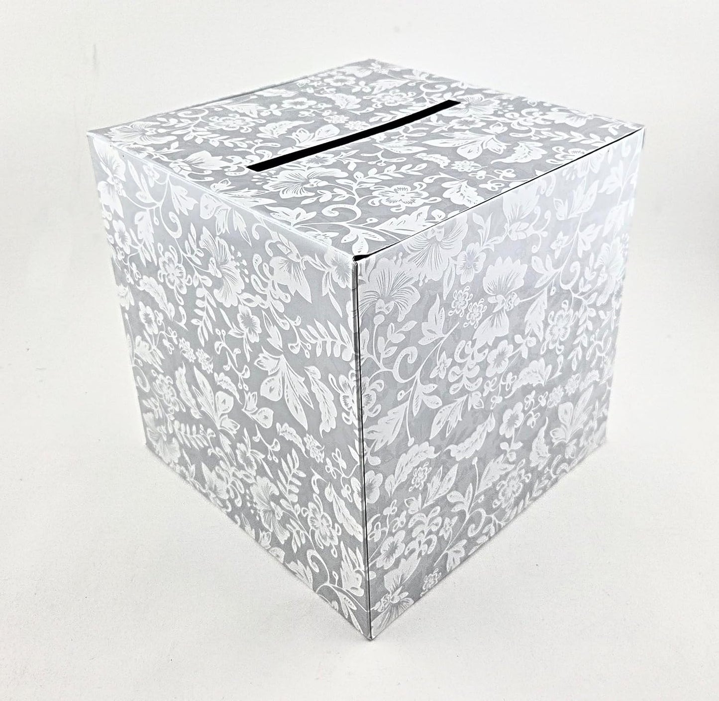 Party Favors Plus White Floral Wedding Card Box 8.5 Inches