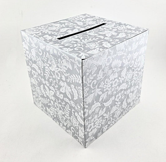 Party Favors Plus White Floral Wedding Card Box 8.5 Inches