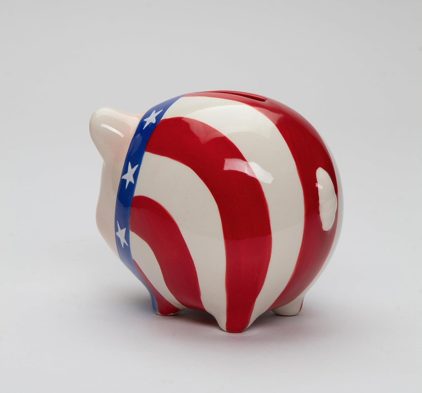 Cosmos Gifts Fine Ceramic Patriotic American Flag Pig Piggy Bank 4-7/8" L