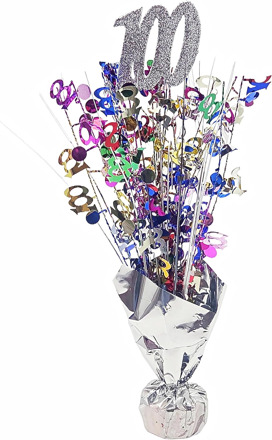 Multicolor 100th Birthday Balloon Weight Centerpieces, 2 Pieces
