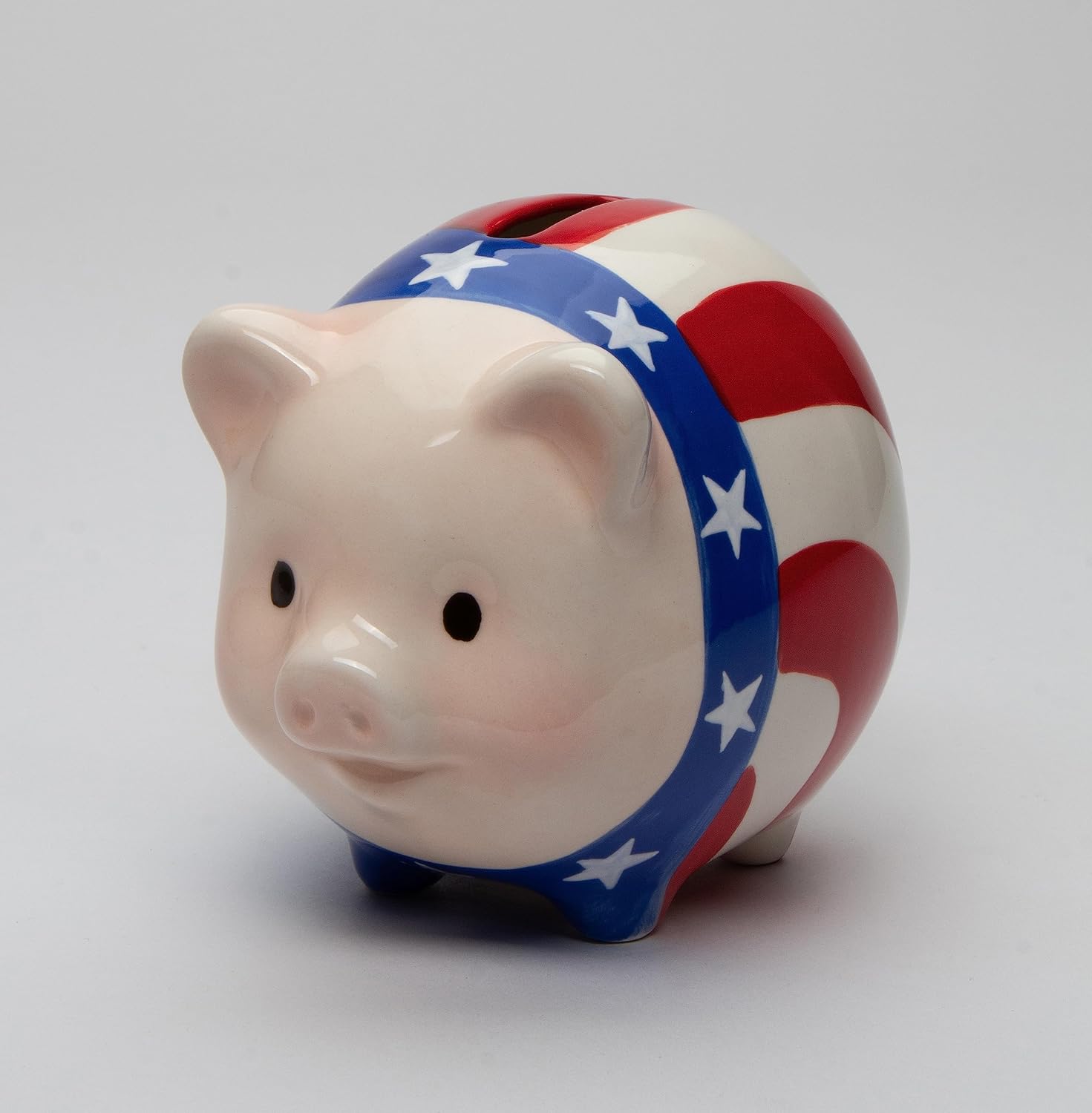 Cosmos Gifts Fine Ceramic Patriotic American Flag Pig Piggy Bank 4-7/8" L