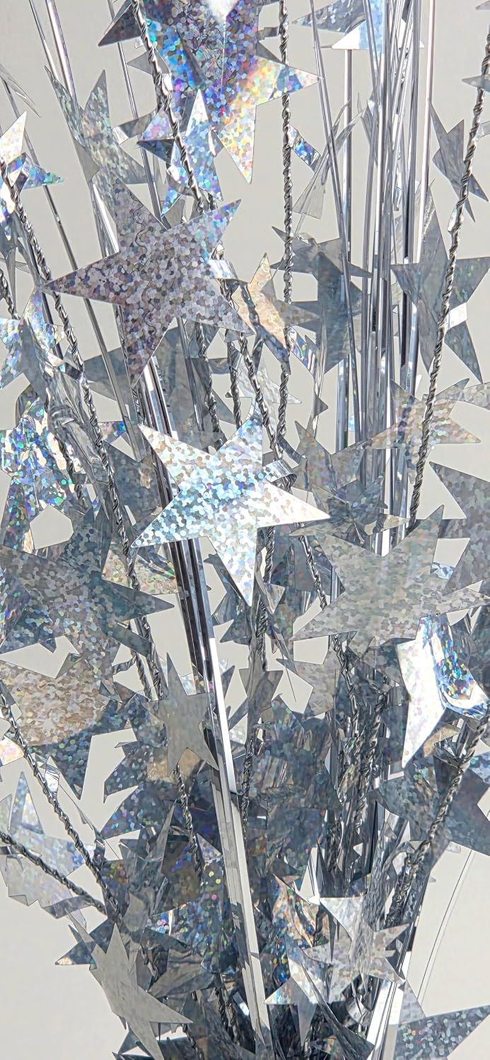 Mosaic Silver Stars Weighted Centerpieces, 2 Pieces