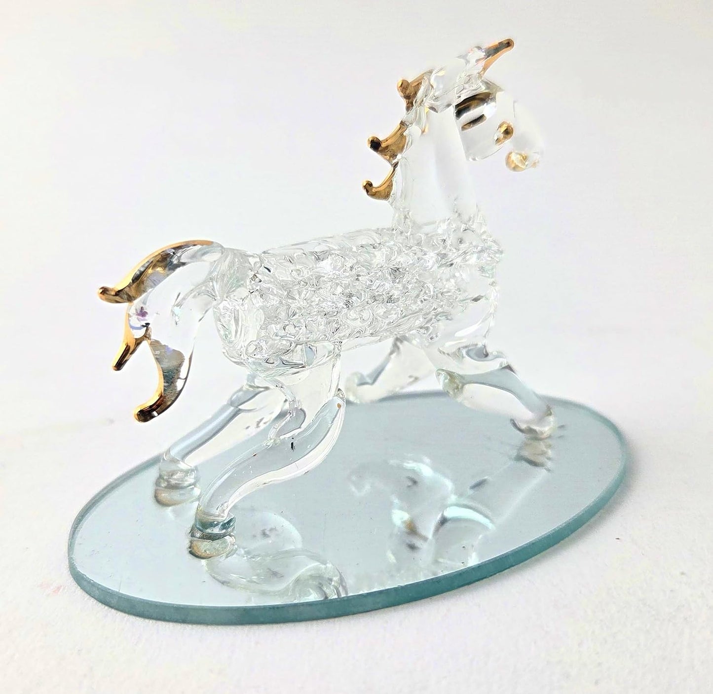 Party Favors Plus Gold Plated Glass Horse Figurine Clear 2.5 Inch