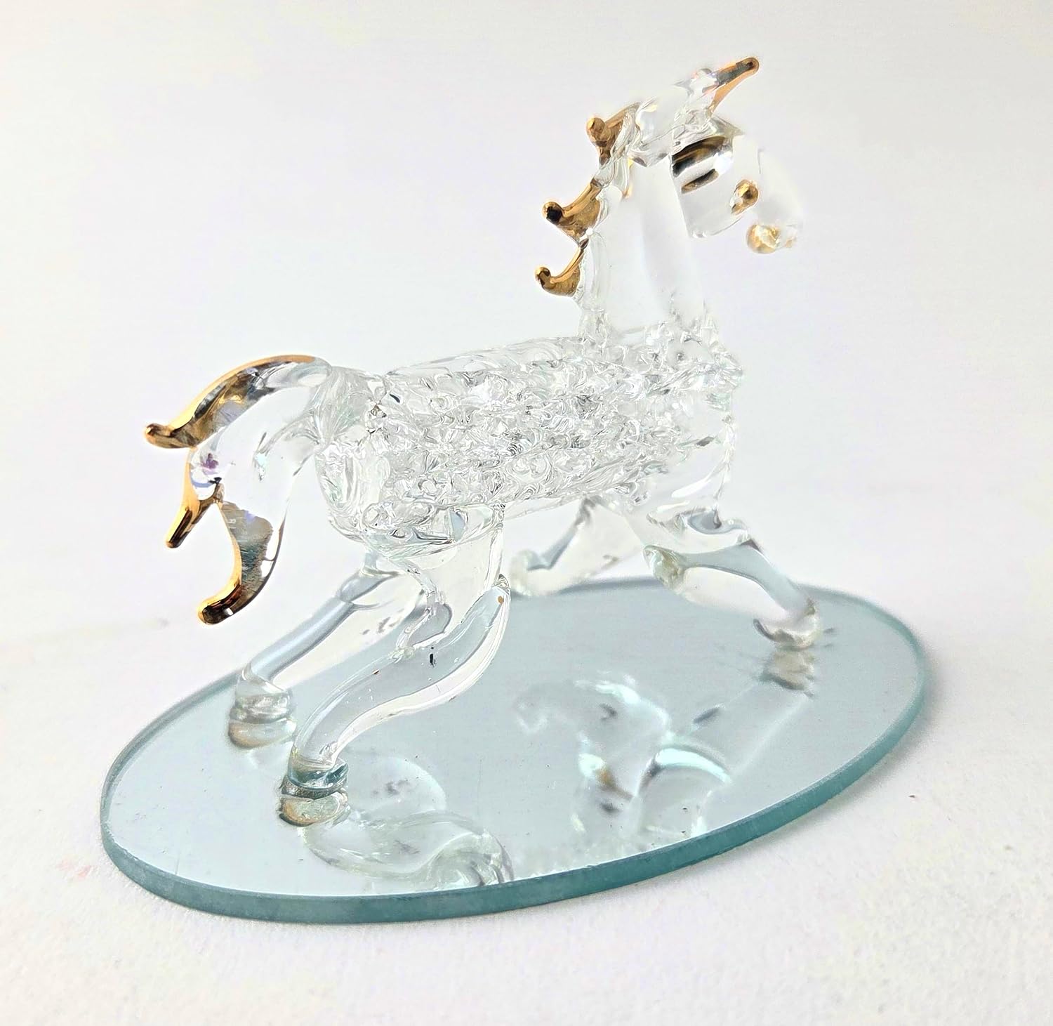 Party Favors Plus Gold Plated Glass Horse Figurine Clear 2.5 Inch