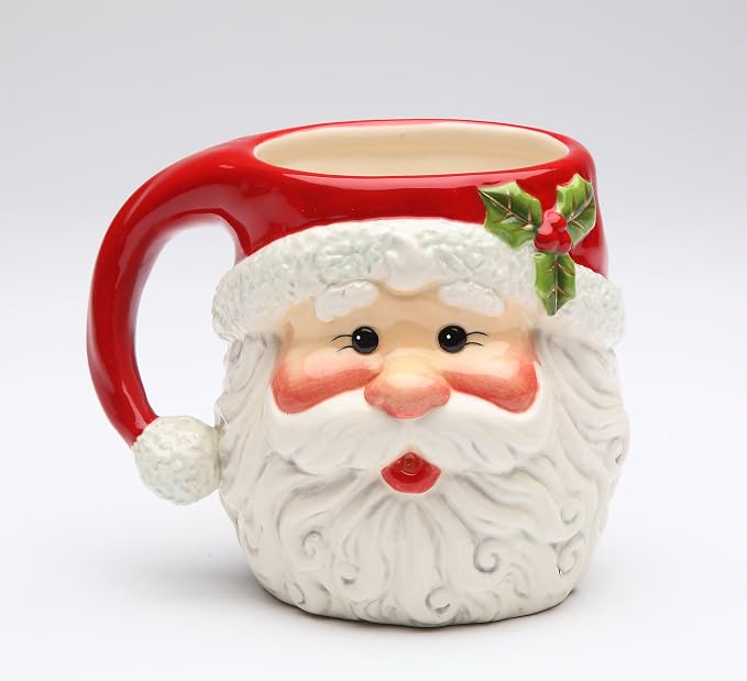 Cosmos Gifts Hand Painted Ceramic Christmas Santa Mug 10 oz 3-7/8" H