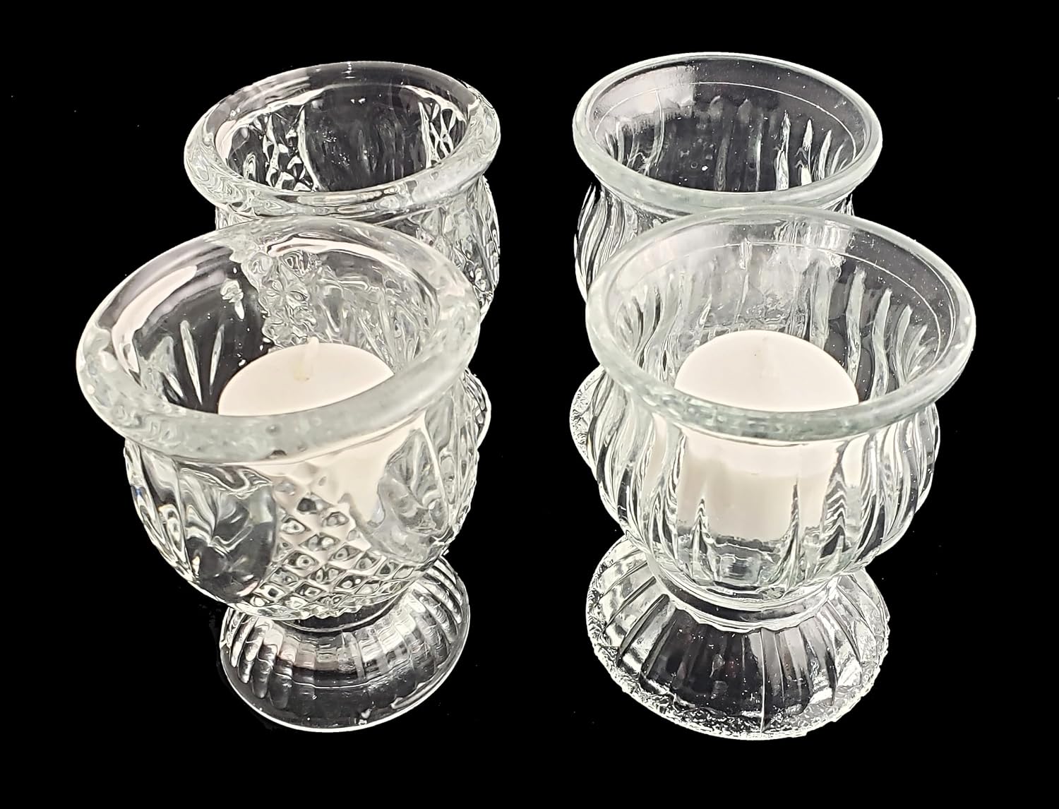Party Favors Plus Clear Glass Tealight Candle Holders 4 Piece Set