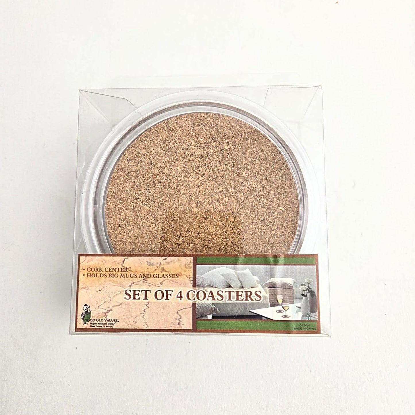 Party Favors Plus Natural Brown Cork Coasters Round 4 Inch Set of 4